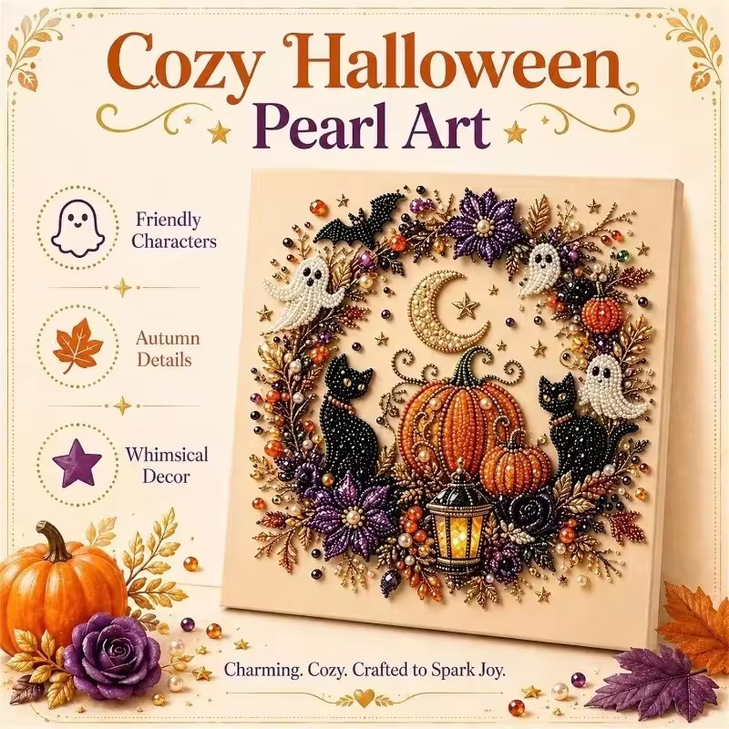 Resin Craft Kit - @ハロウィン ゴーストパールアートキット 大人用 DIYパールペイントクラフトキット 初心者向け ハロウィンパールダイヤモンドアート