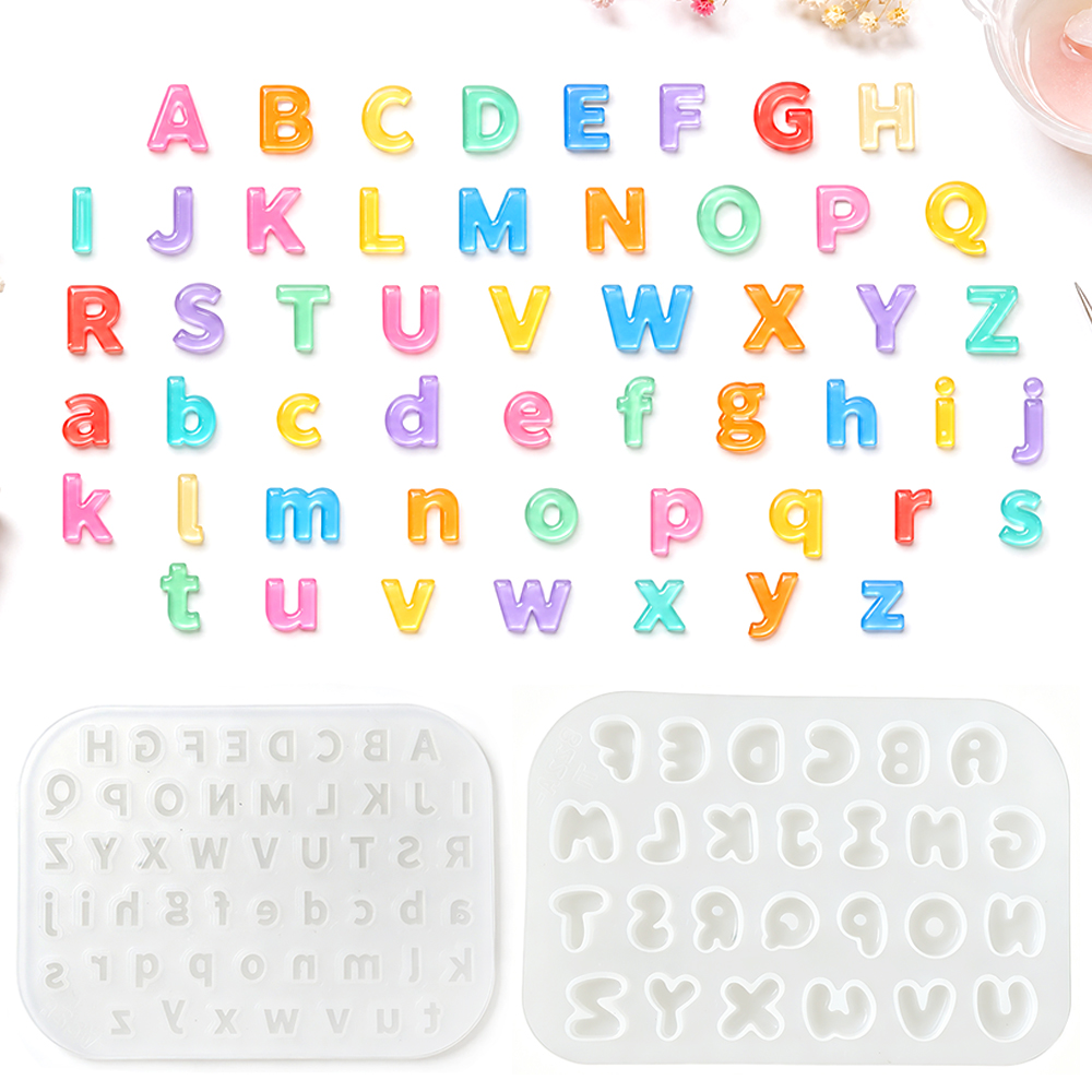 Resin Craft Material - S0321ミニサイズシリコンモールド DIYクリスタルエポキシ樹脂 大文字小文字文字ジュエリー製作 アルファベットモールド