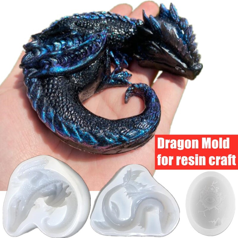Resin Craft Material - 3 スタイルミラー眠いドラゴン恐竜シードラゴンの卵シリコーン金型樹脂工芸 DIY エポキシ樹脂金型シリコーン装飾