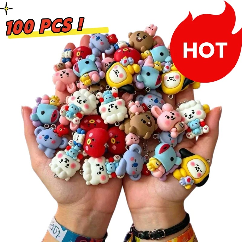 Crafting Resin - 7 個 BT21 樹脂漫画チャーム DIY アクセサリークラフト用品ジュエリー作成用イヤリングネックレスブレスレットペンダント電話デコ
