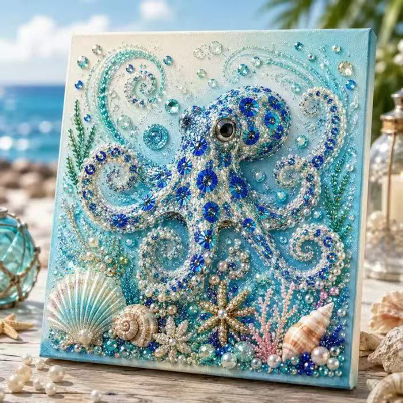 Resin Craft For Beginners - オーシャンダイヤモンドパールペインティングDIYキット 3D亀・タコ・クジラデザイン パールアートキット 大人初心者向け クラフト リラックス