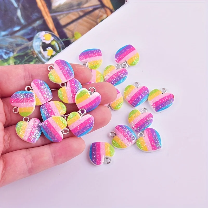 10 個のカラフルなハート樹脂チャームかわいい混合色のラブハ - Resin Craft Projects のレビューと価格