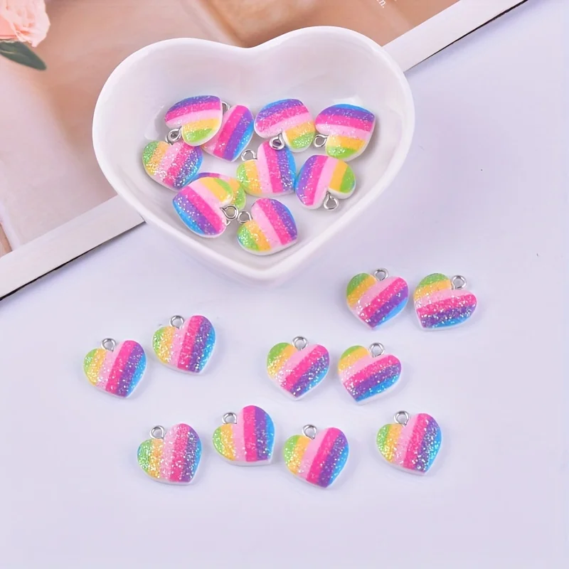 10 個のカラフルなハート樹脂チャームかわいい混合色のラブハ - Resin Craft Projects のレビューと価格