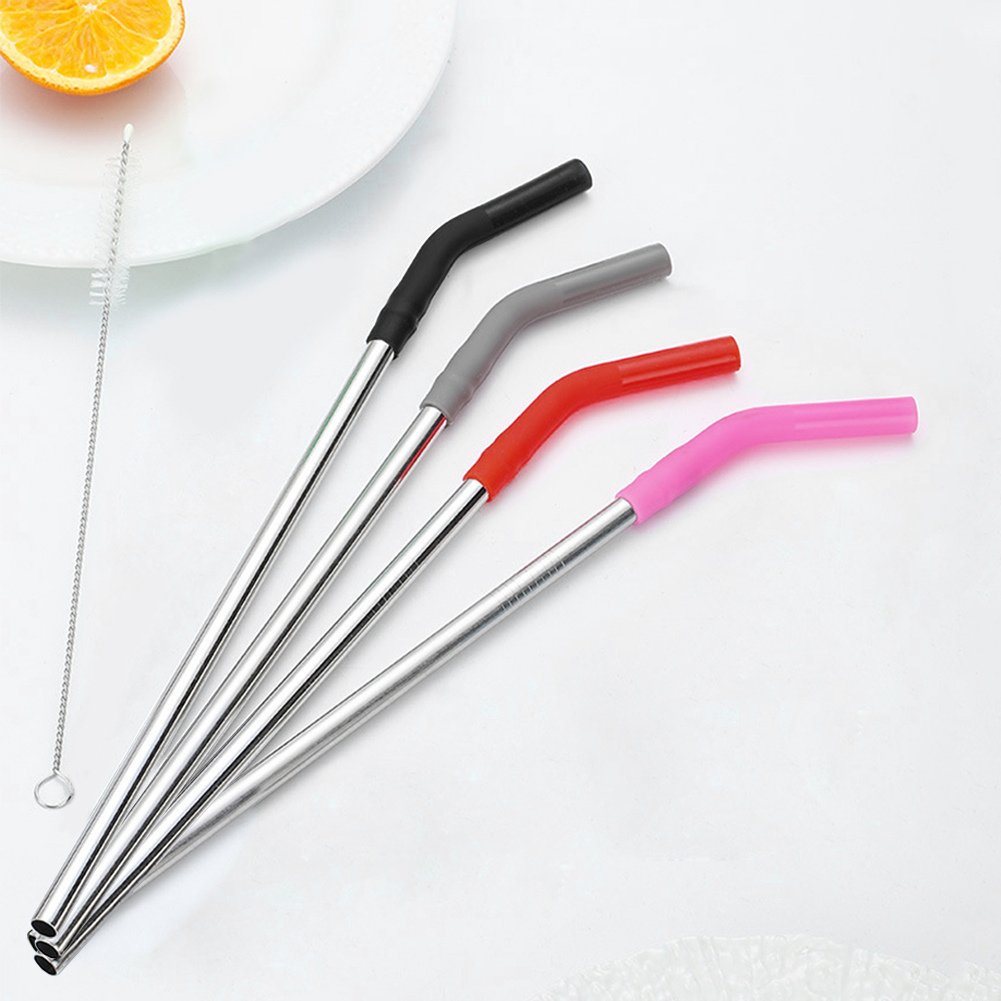 4本入りロングメタルストロー シリコンチップ付き ストローブ - Mixing Cup Silicone のレビューと価格