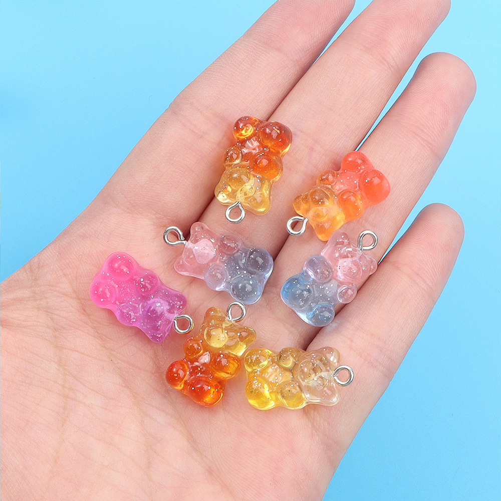 DW82 10個入り デュアルカラー樹脂製クマ型ペンダント、 - Resin Craft Projects のレビューと価格