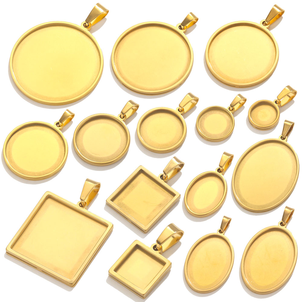 ステンレス鋼のペンダント,ベーストレイ,空のベゼル,カメオの - Bezels Set Pendant のレビューと価格