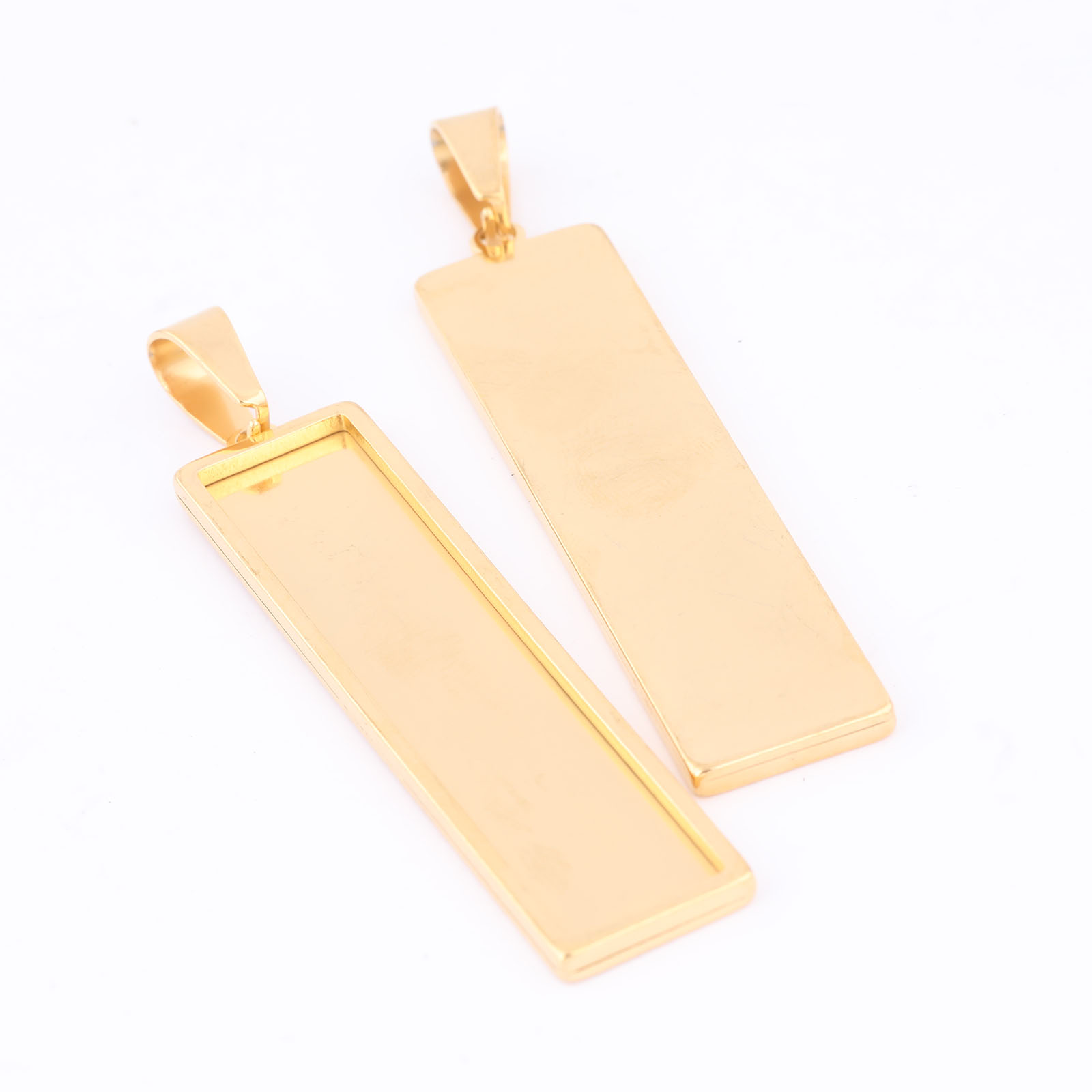 5 個ステンレス鋼ゴールドメッキ 10 × 50 ミリメート - Bezels Set Pendant のレビューと価格