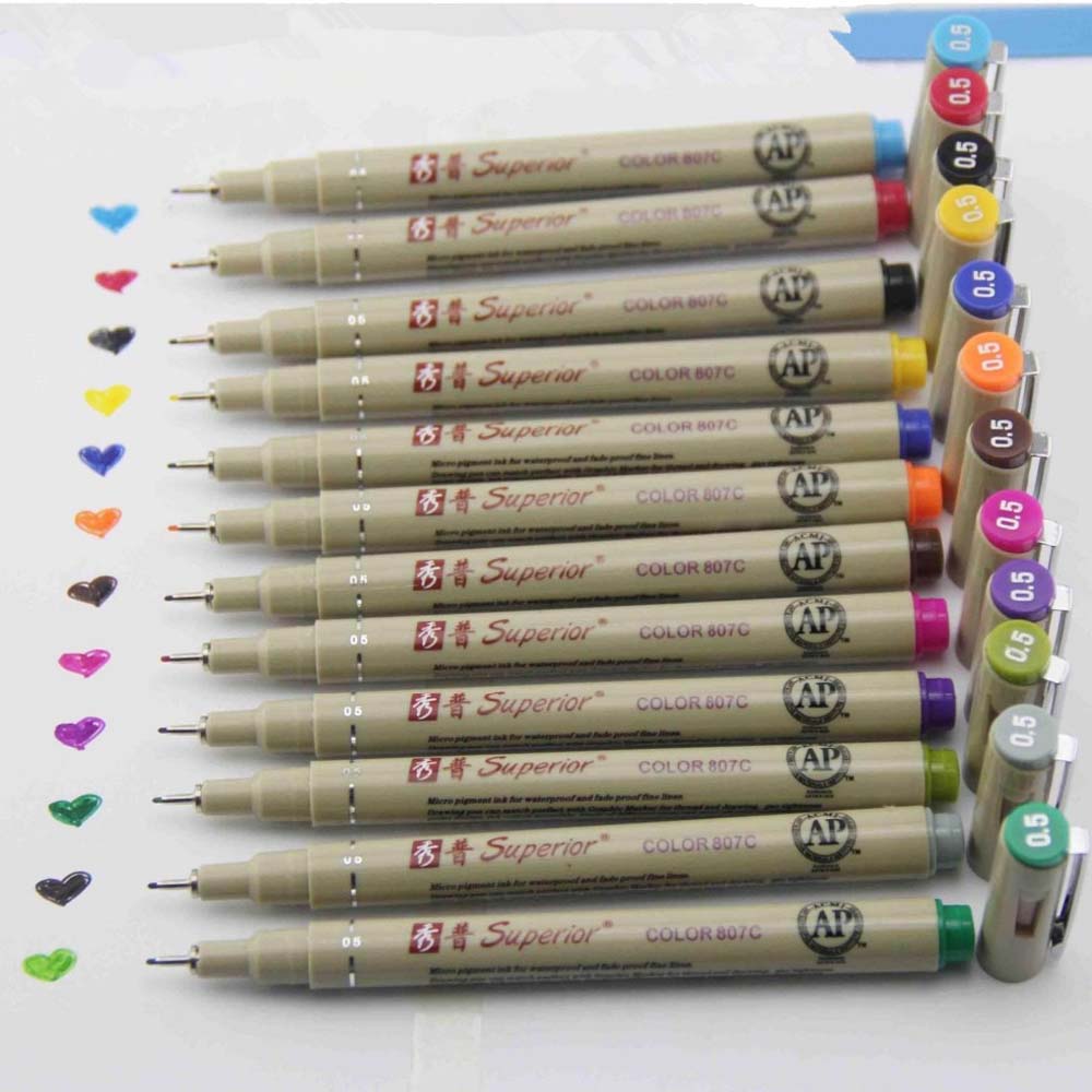 12 色多孔質ペン描画デザインスケッチミクロンペン 0.5  - Copic Marker Sketch のレビューと価格