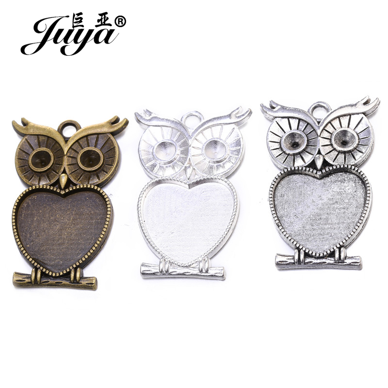5 ピース/ロット 25 ミリメートルハート形フクロウカボシ - Bezels Set Pendant のレビューと価格