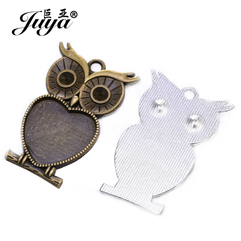 5 ピース/ロット 25 ミリメートルハート形フクロウカボシ - Bezels Set Pendant のレビューと価格