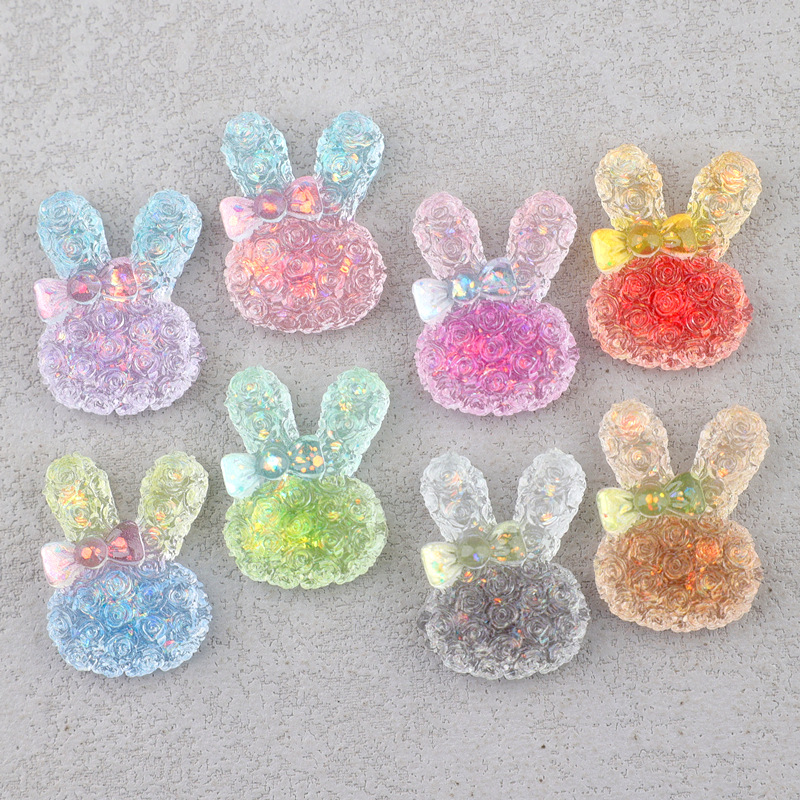 5個入り 18*25mm 光るグラデーションウサギレジンカボ - Resin Craft Material のレビューと価格