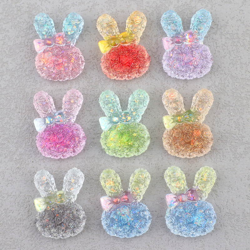 5個入り 18*25mm 光るグラデーションウサギレジンカボ - Resin Craft Material のレビューと価格