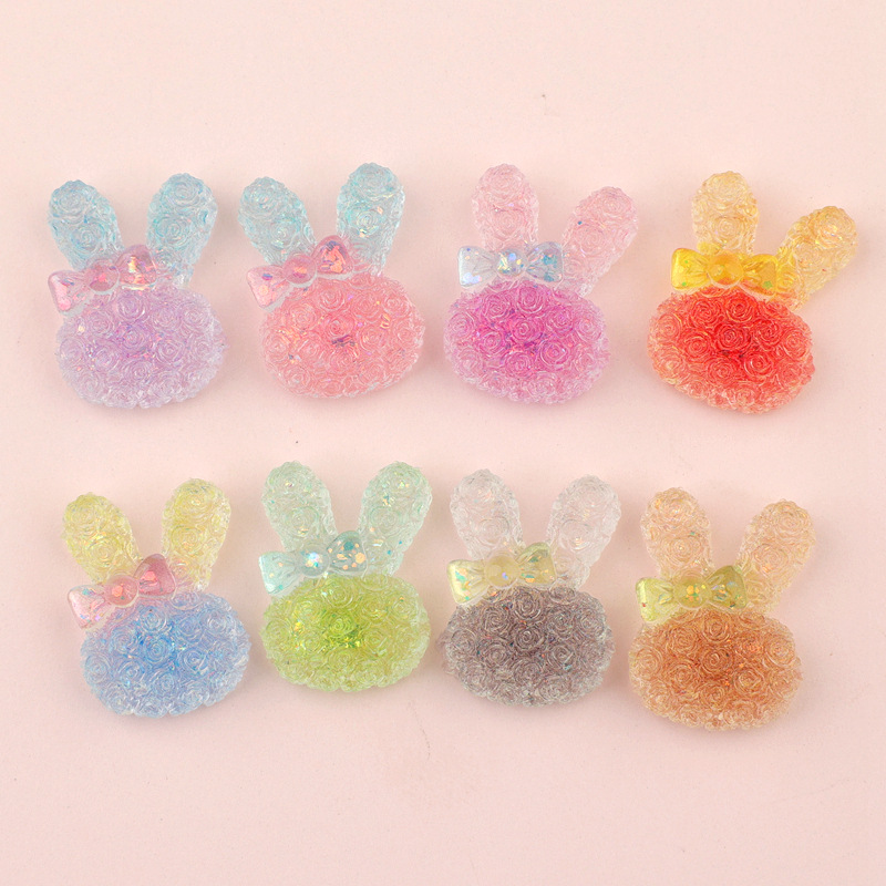5個入り 18*25mm 光るグラデーションウサギレジンカボ - Resin Craft Material のレビューと価格