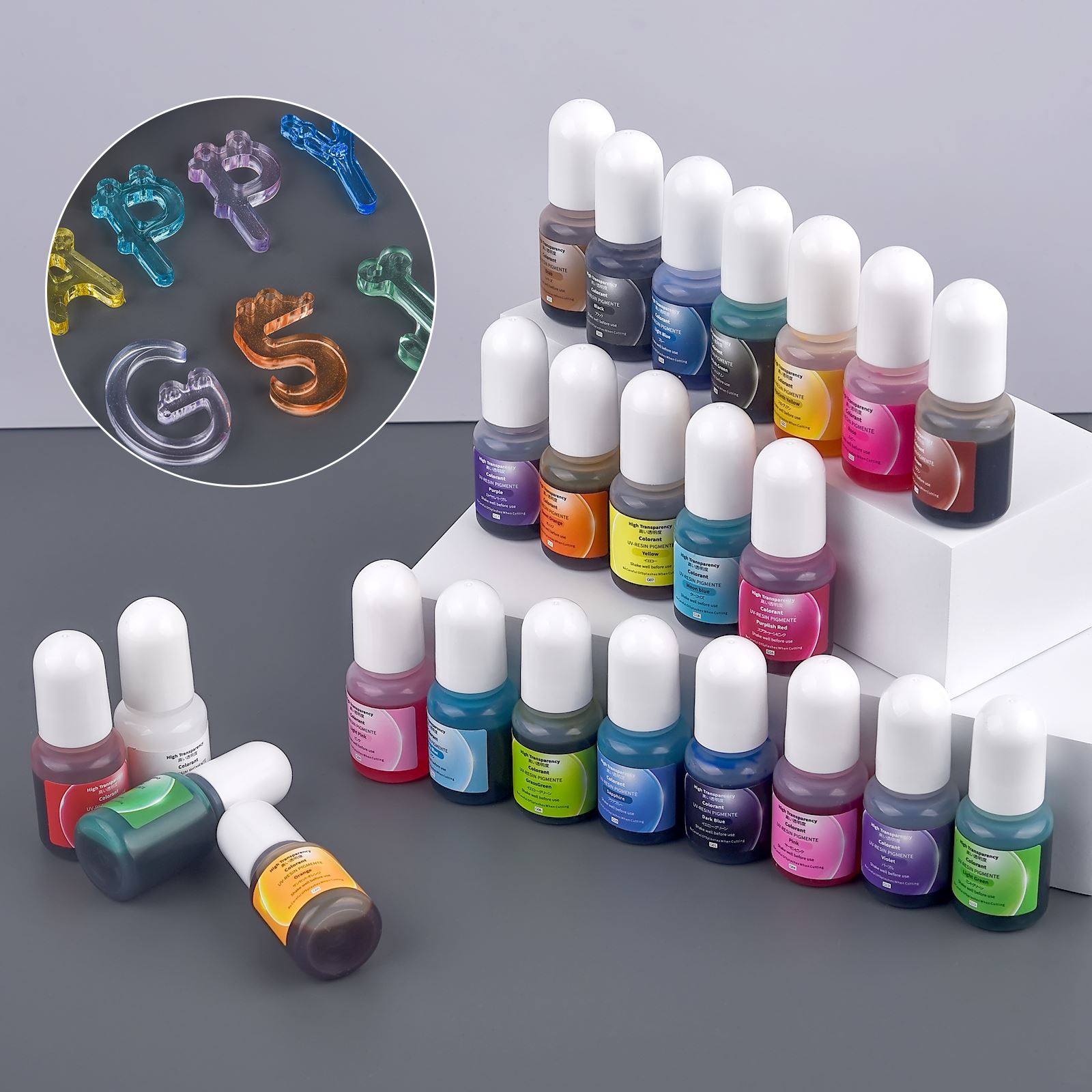 24色 5ml エポキシ樹脂顔料 透明 無毒 ABエポキシ樹 - Epoxy Uv Resin Kit のレビューと価格