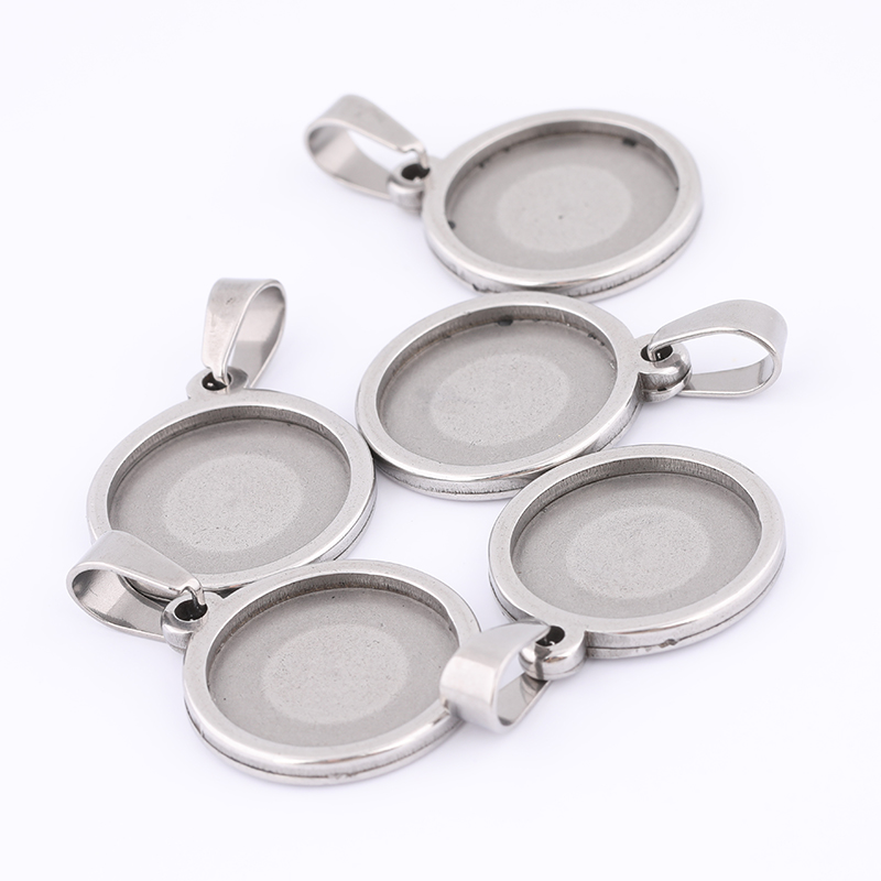 10 個 15 ミリメートルラウンドカボションベース設定ステ - Bezels Set Pendant のレビューと価格