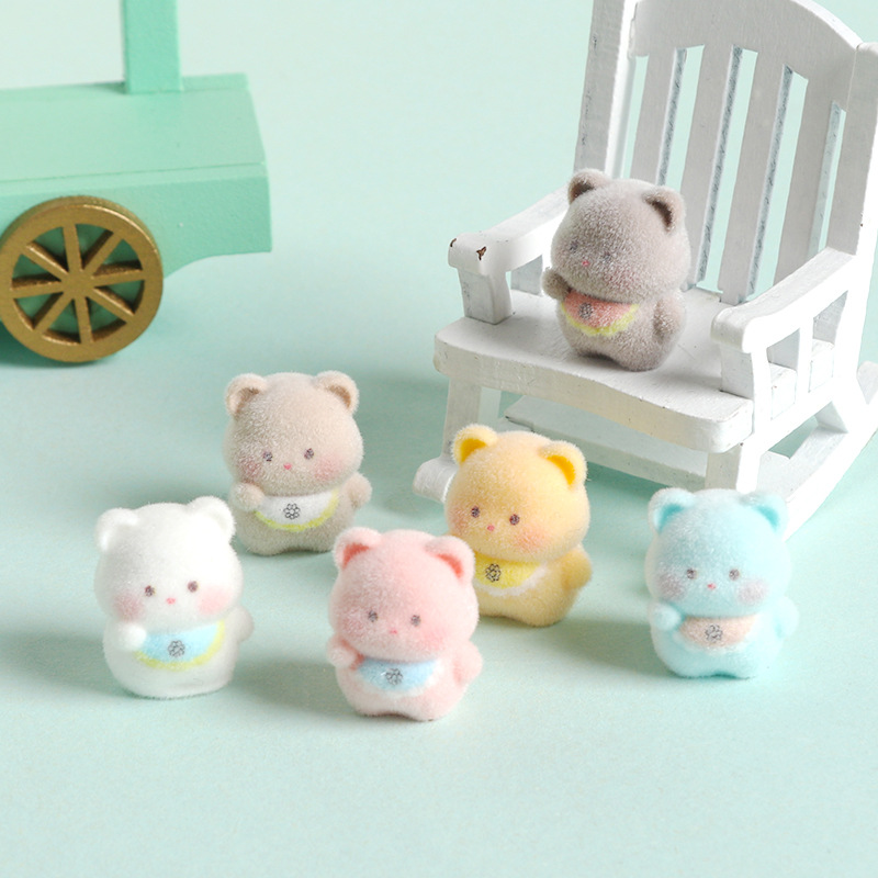 6 個のかわいい 3D 植毛樹脂ビブベアミニビーズ DIY  - Resin Craft Supplies のレビューと価格
