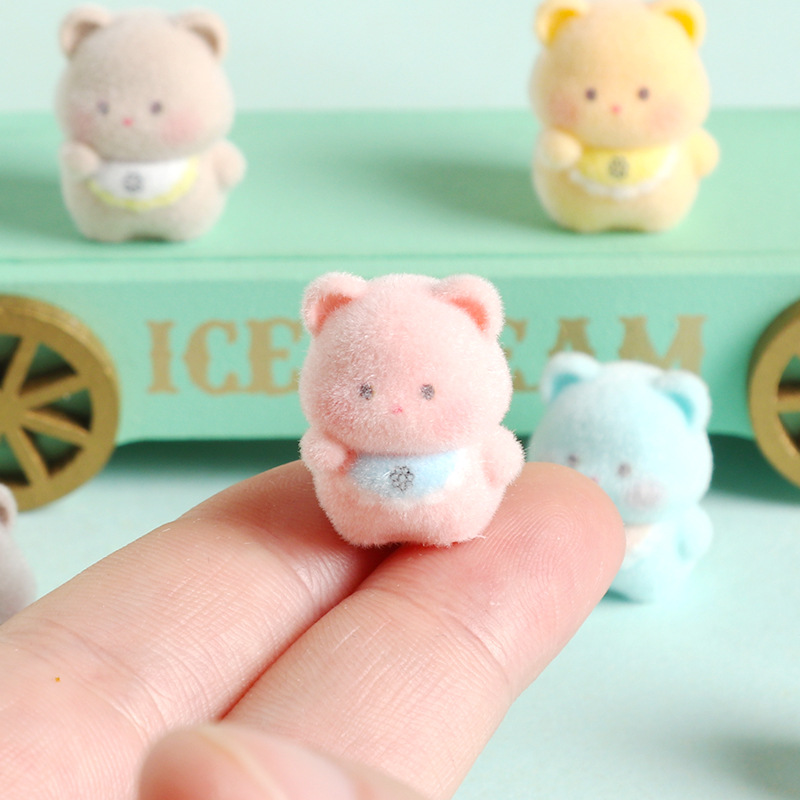 6 個のかわいい 3D 植毛樹脂ビブベアミニビーズ DIY  - Resin Craft Supplies のレビューと価格