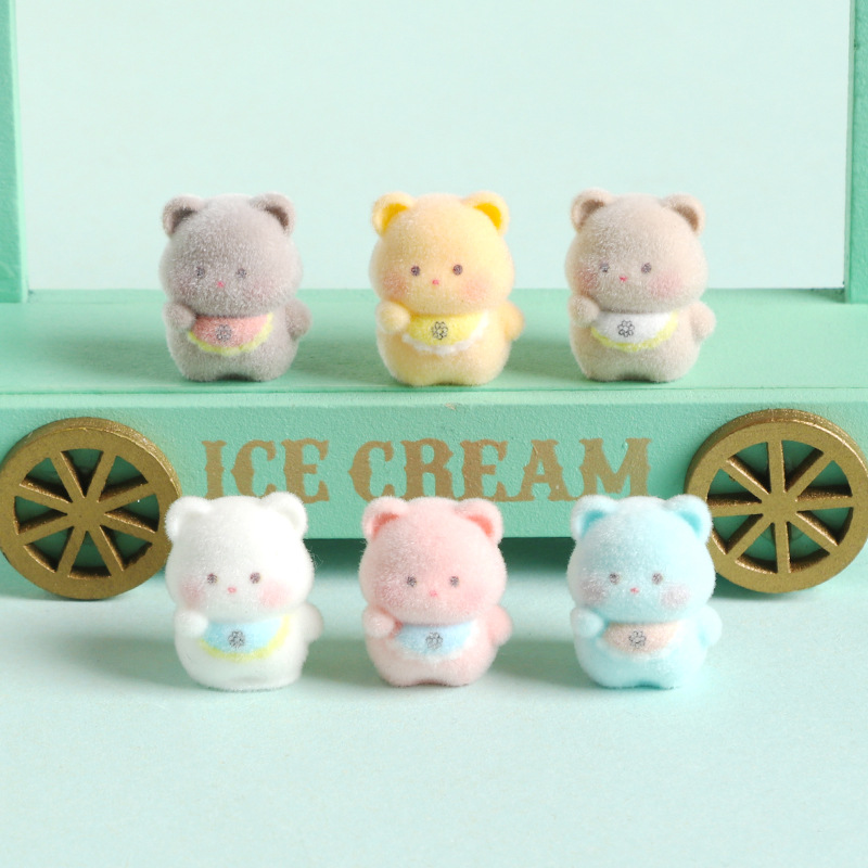 6 個のかわいい 3D 植毛樹脂ビブベアミニビーズ DIY  - Resin Craft Supplies のレビューと価格